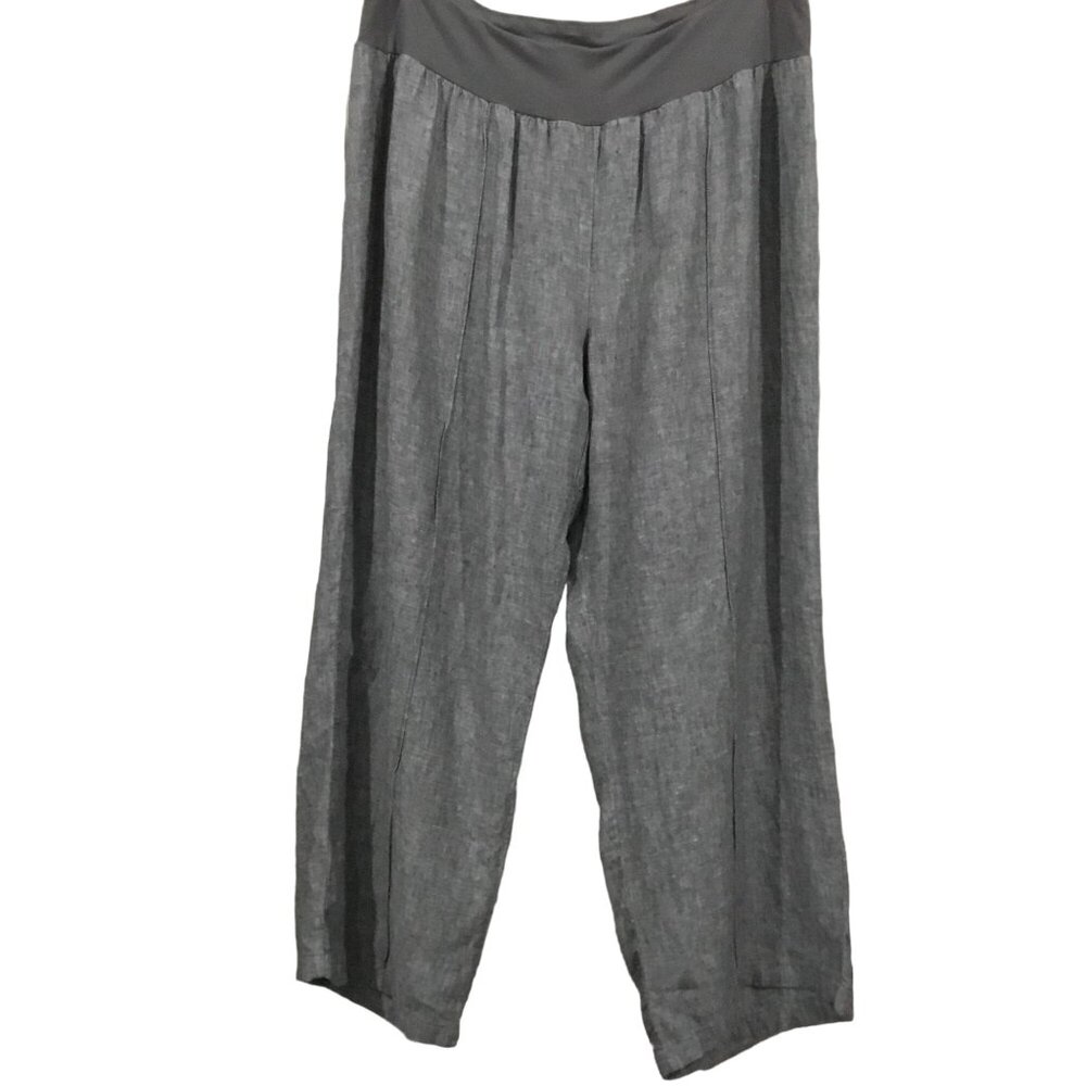 Coldwater Creek Linen Wide Leg Pull On High Waist Office Casual Pants Women 18W